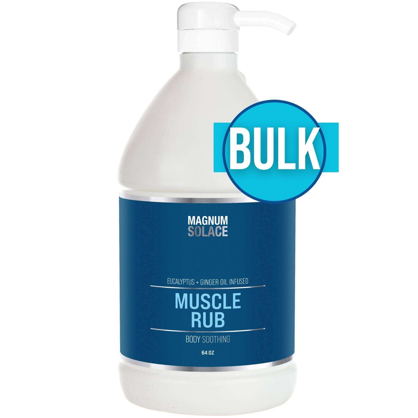 Bottle of Magnum Solace Muscle Rub with a 'Bulk' label on a white background