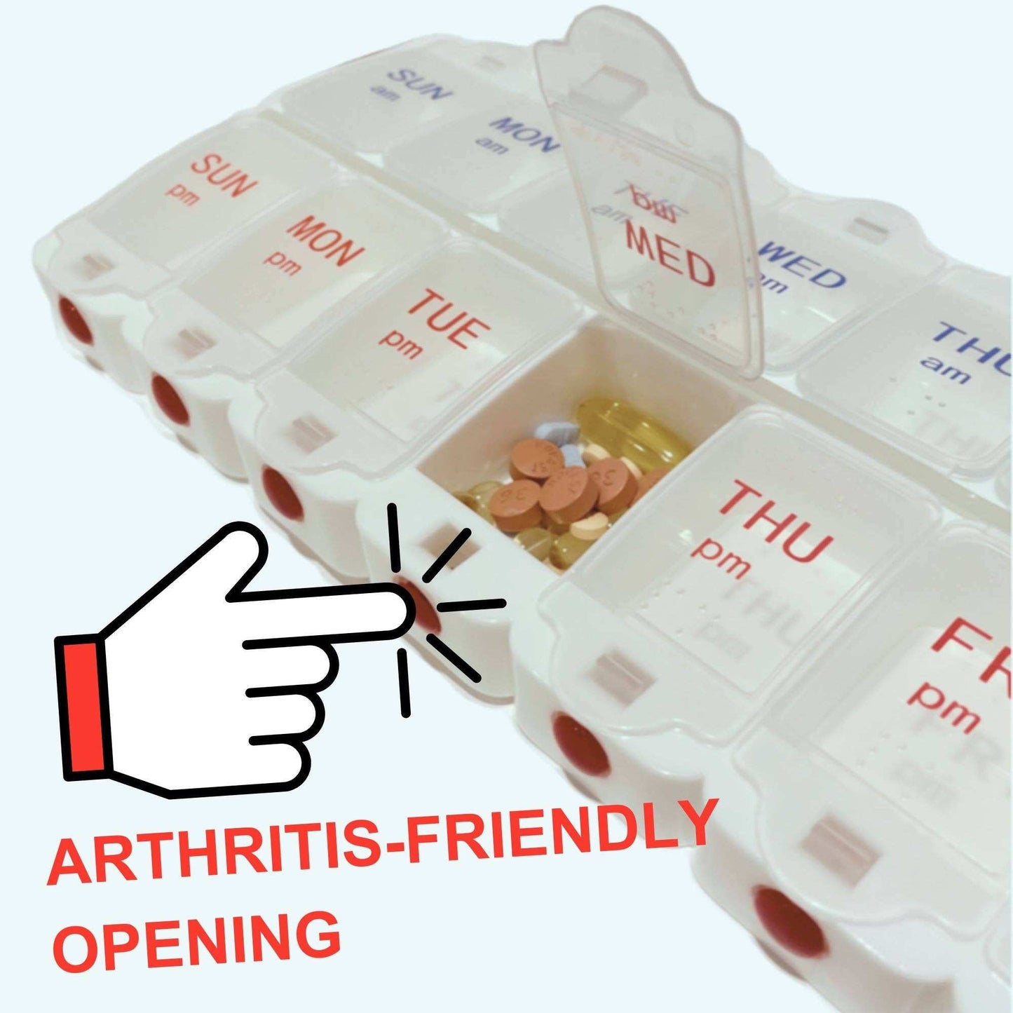 Arthritis-Friendly Pill Organizer (7 Day AM/PM) nice margins