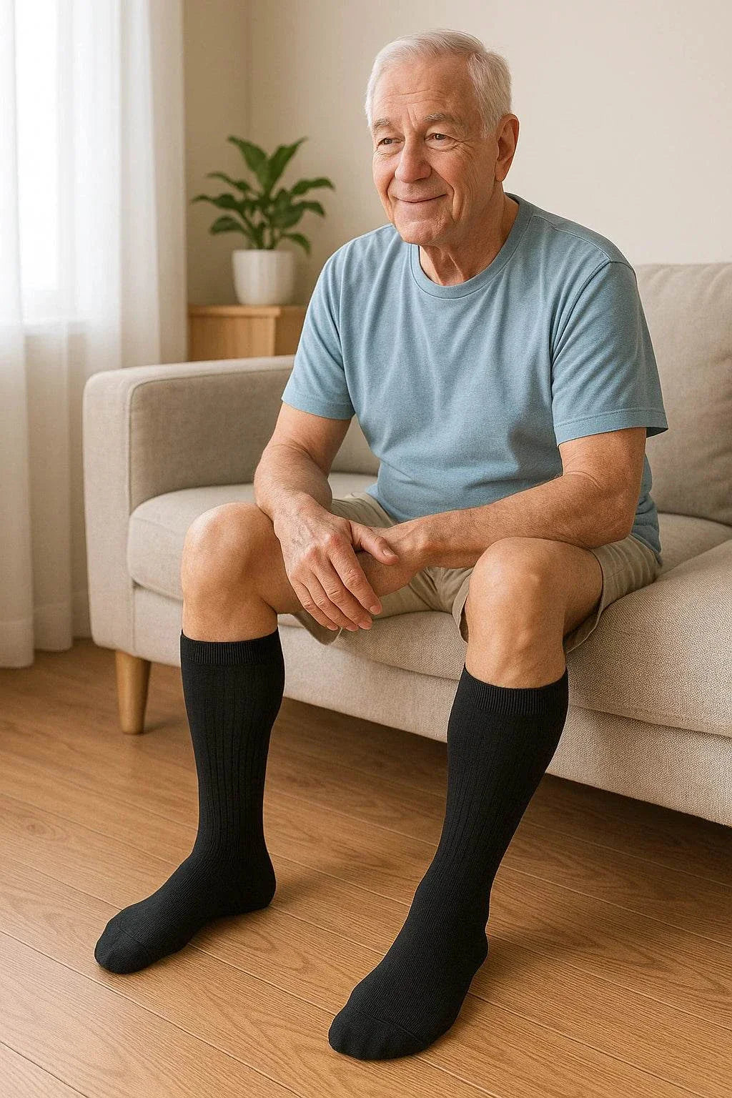 Photo of a senior wearing Easenest Comfort Socks 
